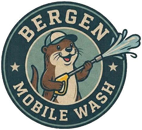 Bergen Mobile Wash otter logo holding a pressure washer